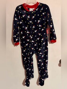 Boys NWT Kidgets Navy Rockets Blanket Fleece One-Piece Sleeper